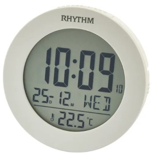 Rhythm Digital Alarm Clock, White - LCT103NR03