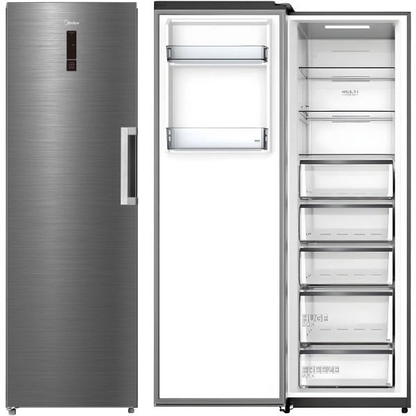 Midea Upright Freezer Refrigerator 385 Liters 13.6 CFT, Bru Steel - MDRU385FEE46AE