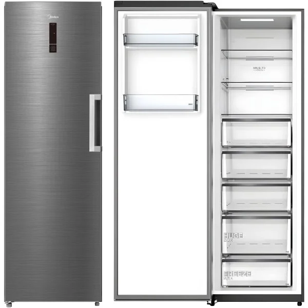 Midea Upright Freezer Refrigerator 385 Liters 13.6 CFT, Bru Steel - MDRU385FEE46AE