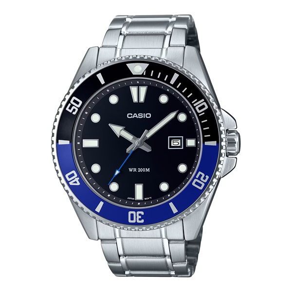Casio Stainless Steel Band Black Dial Analog Watch for Men - MDV-107D-1A2VDF