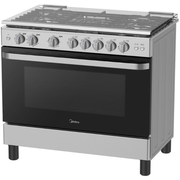 Midea Gas Cooker 90x60cm 5 Burner, Silver - MFO-MG36LE(SS)-C