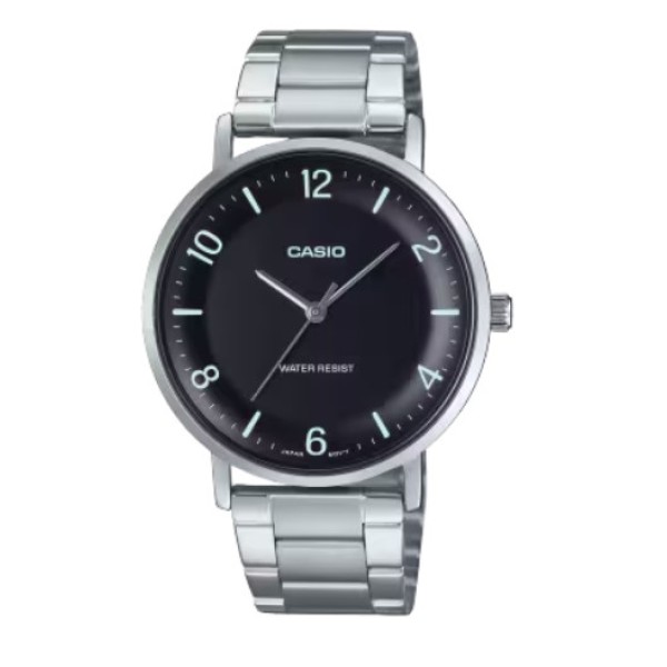 Casio Black Dial Stainless-Steel Analog Watch for Men - MTP-VT03D-1B