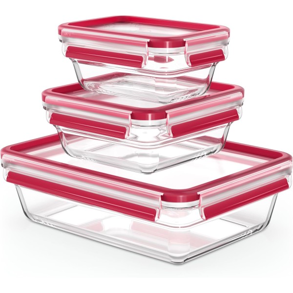 Tefal Masterseal Glass Food Container, Set of 3 pieces - N1050910