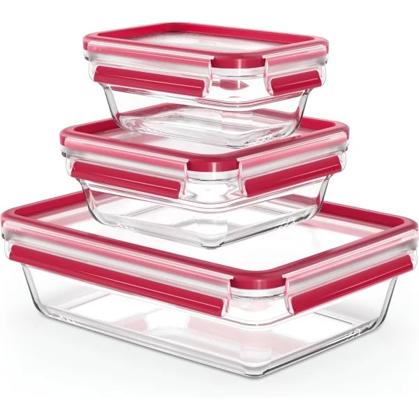 Tefal Masterseal Glass Food Container, Set of 3 pieces - N1050910