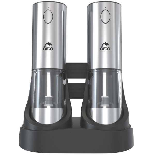 Orca Rechargeable Salt and Pepper Mill 95ml, Stainless Steel - OR-SPM-32C