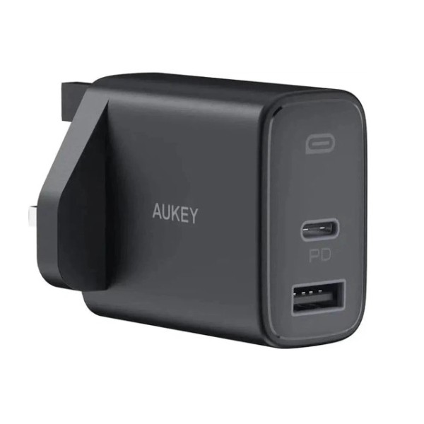 Aukey Dual Port 32W - Pd USB C Wall Charger, Black - PA-F3S BK