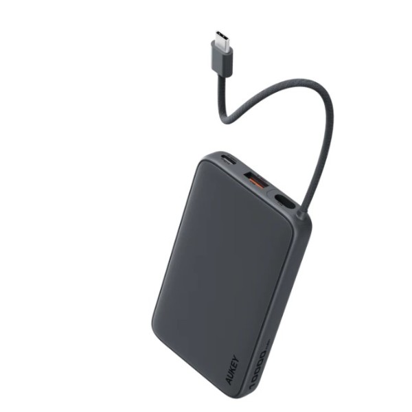 Aukey Spark Sling 10,000mAh Lite Slim Built-in USB-C Cable Power Bank - PB-Y53-GY