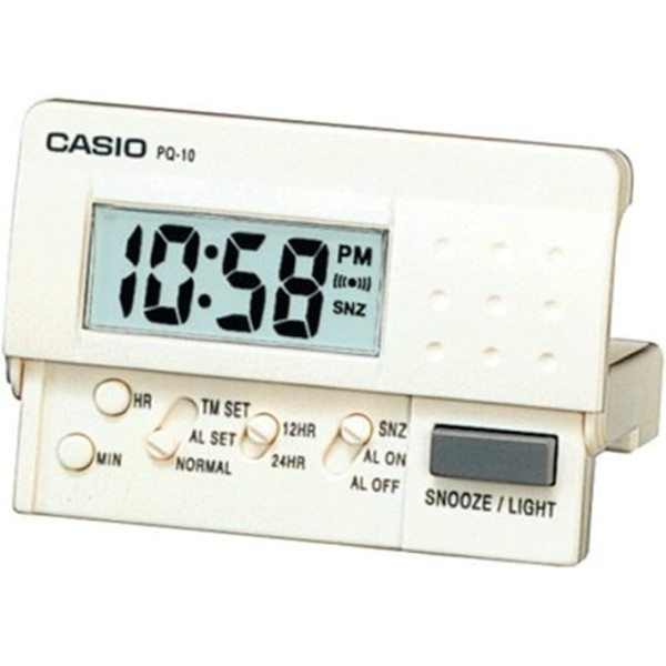 Casio Digital Table Clock, White - PQ-10-7R