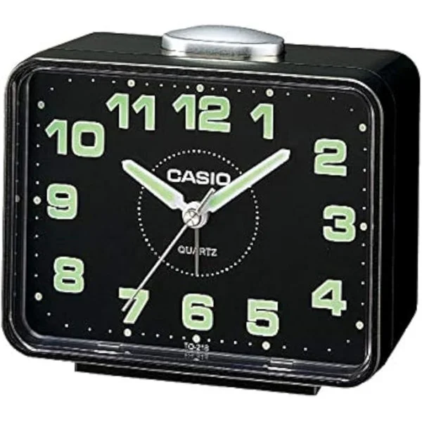Casio Black Dial Analog Alarm Table Clock - TQ-218-1DF