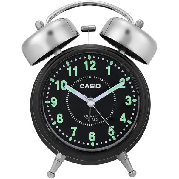 Casio Black Dial Analog Alarm Table Clock - TQ-362-1ADF