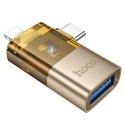 Hoco Mini Size 2 In 1 OTG Transperant Adapter - UA36E