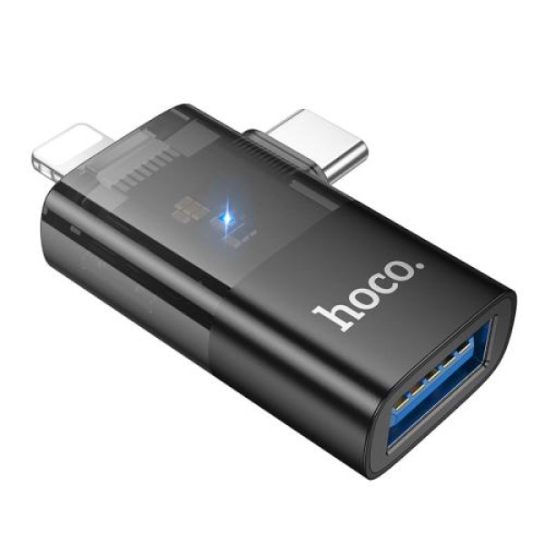 Hoco Mini Size 2 In 1 OTG Transperant Adapter - UA36E