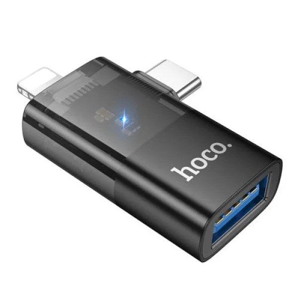 Hoco Mini Size 2 In 1 OTG Transperant Adapter - UA36E