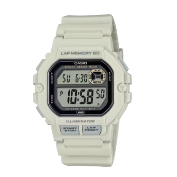 Casio Standard Digital Sports Watch for Men, White - WS-1400H-8AVDF