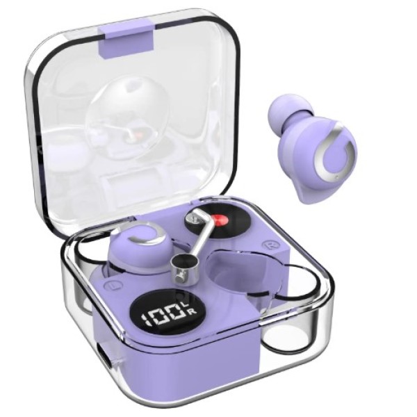 Yookie TWS 5.0 True Wireless Stereo Headphones Earphone Earbuds with Charging Case, Purple - YKS31