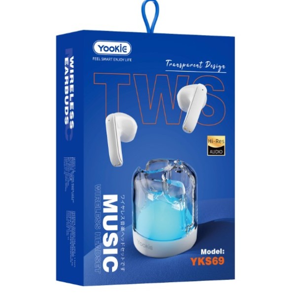 Yookie Trendy Transparent TWS Earbuds with HD Sound - YKS69