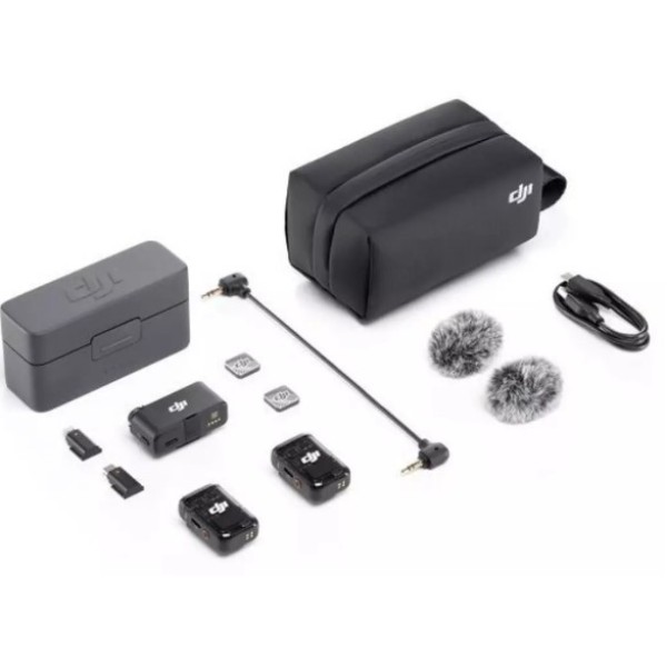 DJI Mic 2Transmitters, Receiver and Charging Case Full Kit, Black - DJI-MIC200