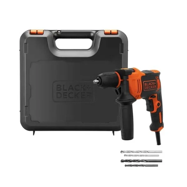 Black & Decker 710W Hammer Drill with 5 Pieces Accessories & Kitbox, Black - BEH710K-GB