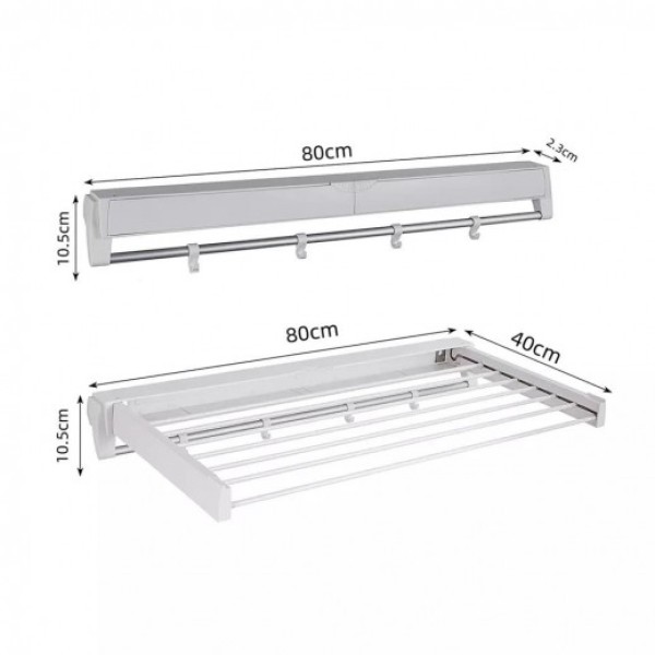 Noof & Hanof Invisible 80cm Drying Rack, White - BG1177