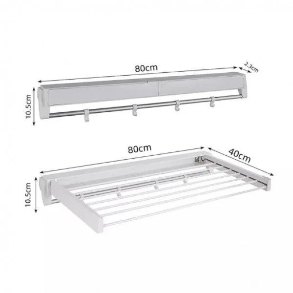 Noof & Hanof Invisible 80cm Drying Rack, White - BG1177
