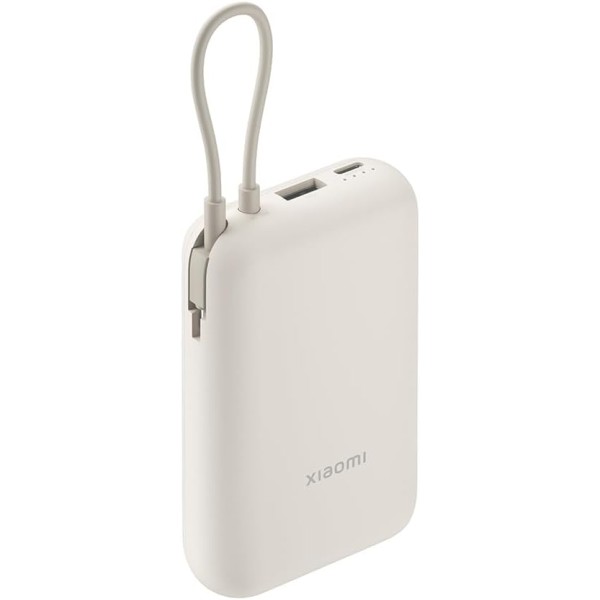 Xiaomi 10,000mAh Integrated Cable USB and USB-C Port 22.5W Power Bank, Tan - BHR9072GL