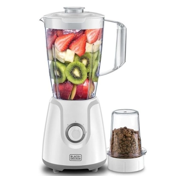 Black & Decker 1.5L Blender with Grinder Mill 400W, White - BX4030-B5