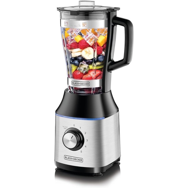 Black & Decker 700W High Speed Premium Blender with Glass Jar, Black/Silver - BX650G-B5