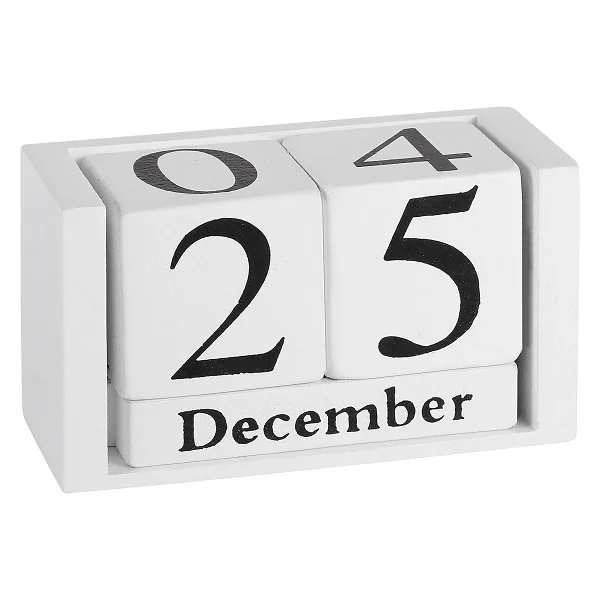 Vintage Wooden Calendar, Wooden Date Block Perpetual Calendar for Desk