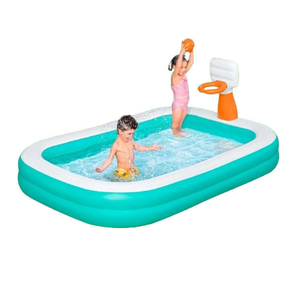 BESTWAY Dunk n' Splash Inflatable Family Pool with Basketball Hoop, 2.51 m x 1.68 m x 1.02 m - 54445