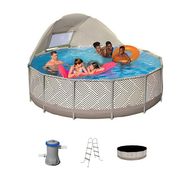 BESTWAY Steel Pro MAX Round Above Ground Pool Set with Canopy, 3.96 m x 1.07 m - 561FY