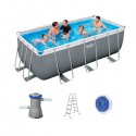BESTWAY Power Steel Rectangular Swimming Pool Set, 4.12 m x 2.01 m x 1.22 m - 56456