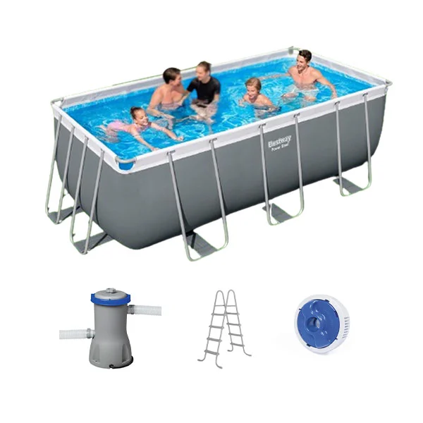 BESTWAY Power Steel Rectangular Swimming Pool Set, 4.12m x 2.01m x 1.22m - 56456