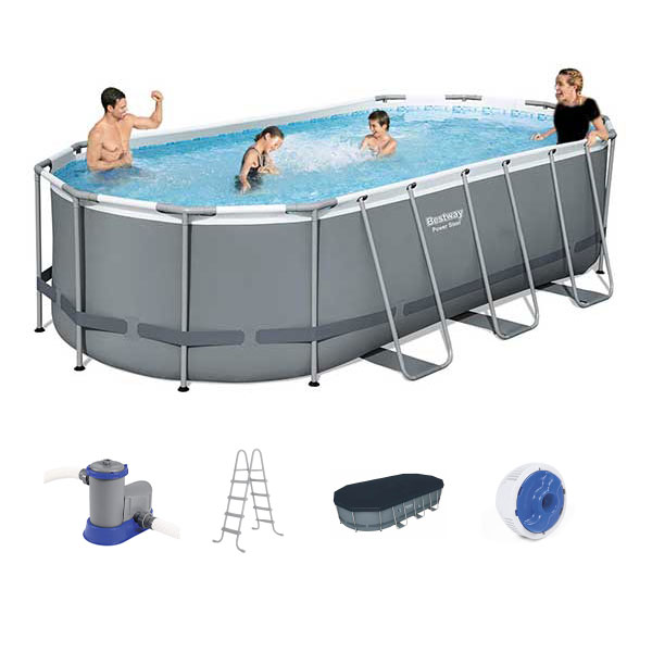 BESTWAY Power Steel Oval Pool Set, 5.49 m x 2.74 m x 1.22 m - 56710