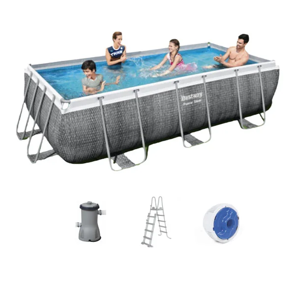 Bestway Power Steel Rectangular Pool Set, 4.04m x 2.01m x 1.00m - 56721
