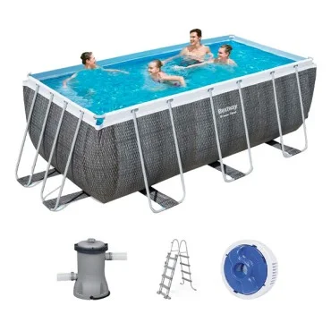 Bestway Power Steel Rectangular Pool Set, 4.12m x 2.01m x 1.22m - 56722 Bestway Power Steel Rectangular Pool Set, 4.12m x 2.01m x 1.22m - 56722