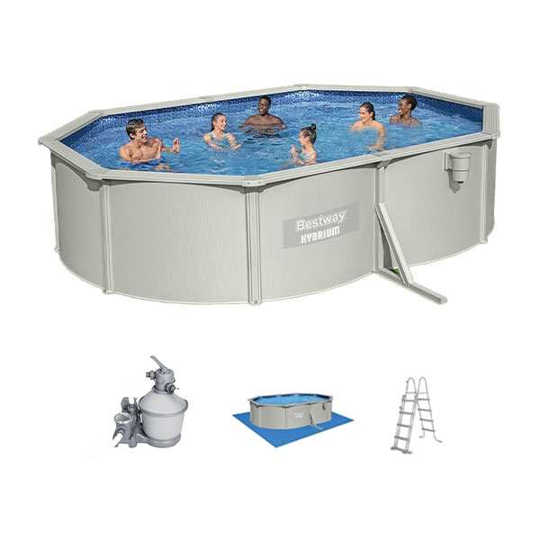 BESTWAY Hydrium Steel Wall Pool Set, Oval with Sand Filter Pump, 5.00 m x 3.60 m x 1.20 m - 56586