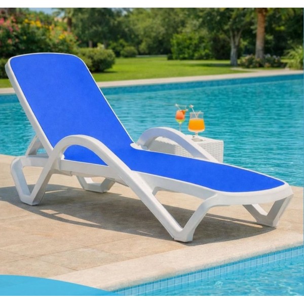 Pool & Beach Chaise Lounge - Tan Chair, Blue, Chair-Tan-2