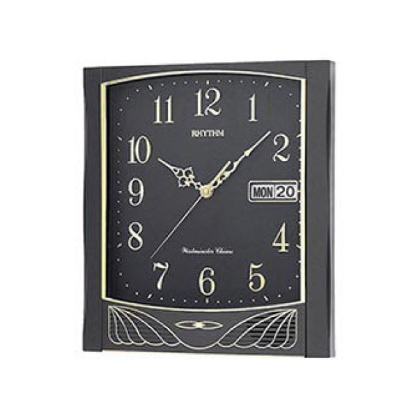 Rhythm Black Dial Wall Clock - CFH104NR02