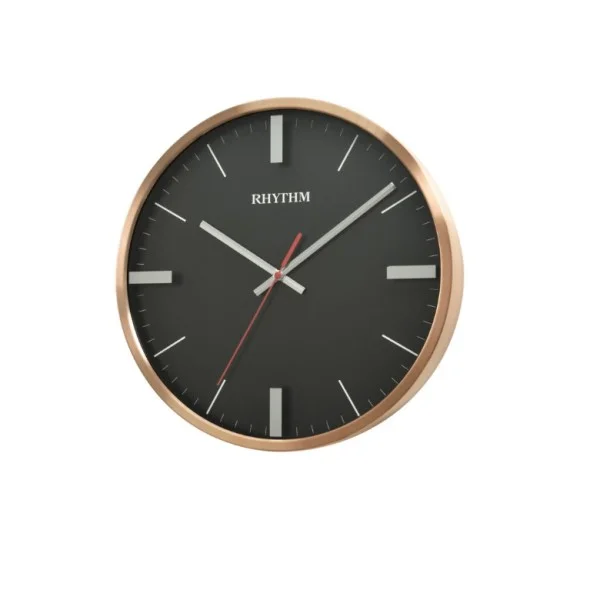 Rhythm Black Dial Value Added Wall Clock - CMG604NR13