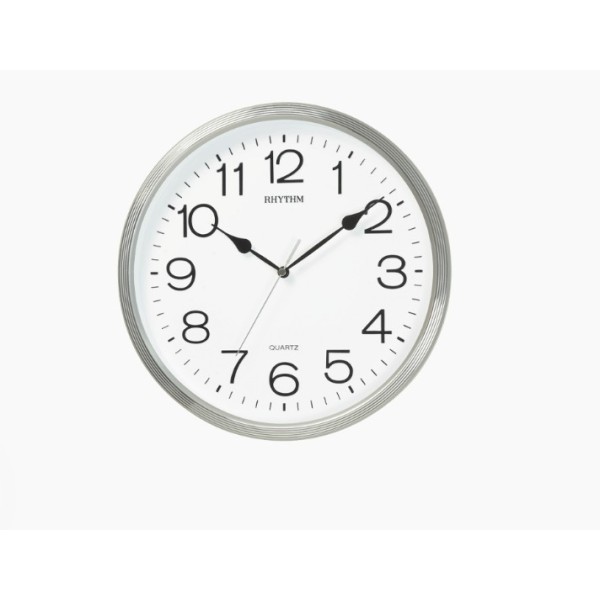 Rhythm Basic Wall Clock, Silver - CMG734BR19