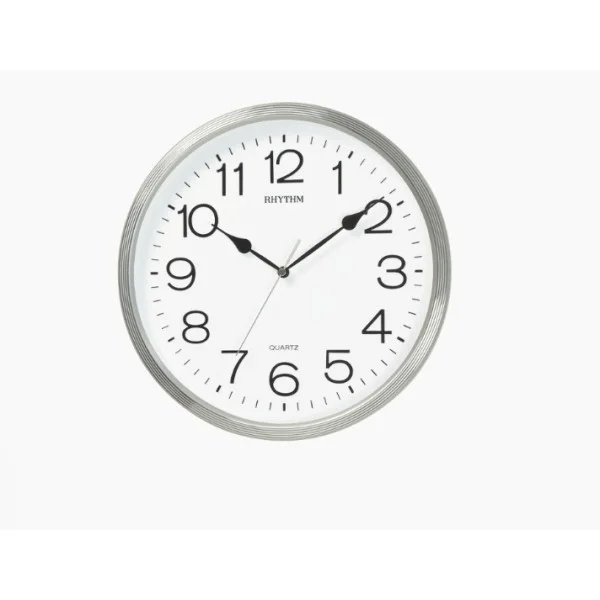 Rhythm Basic Wall Clock, Silver - CMG734BR19