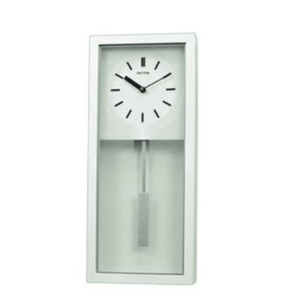 Rhythm Wooden White Case with Glass Door Pendulum Wall Clock - CMP548NR03