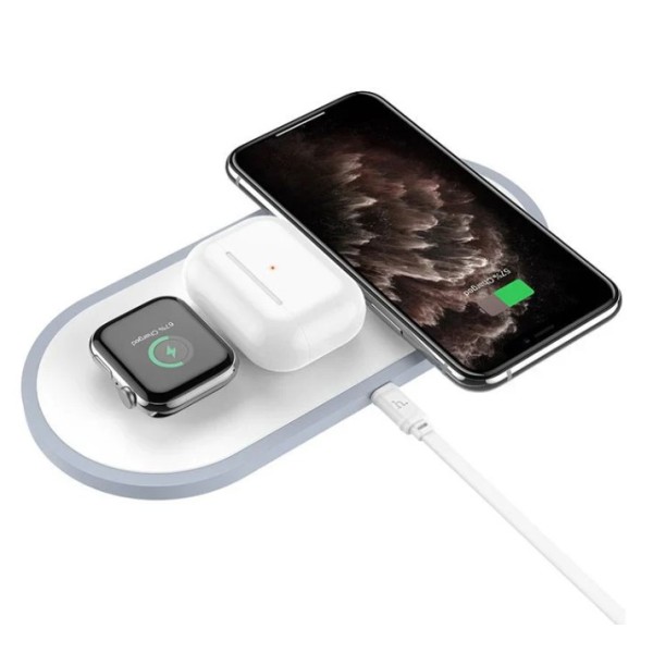 Hoco Handsome 3-in-1 Wireless Charging Pad for Phone, Watch & Headset - CW24