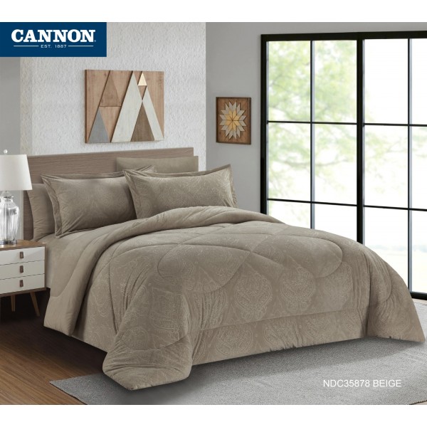 CANNON (T) Embossed Flannel Comforter 4Pcs - CH03923-BEG