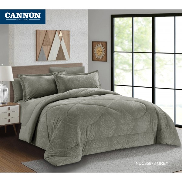 CANNON (T) Embossed Flannel Comforter 4Pcs - CH03932-GRY