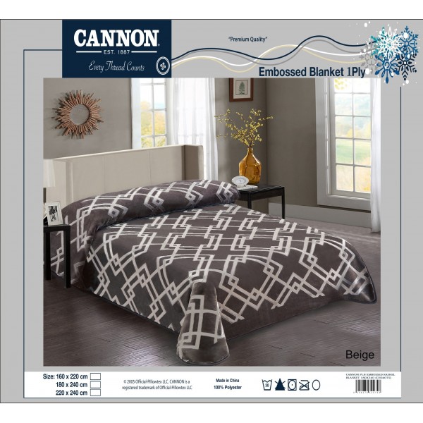 CANNON Plain Embossed Rashel Blanket 180x240 - CH04075-BEG