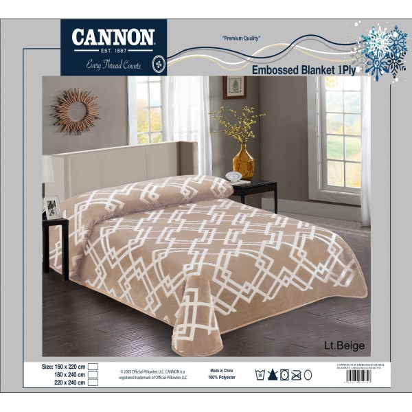 CANNON Plain Embossed Rashel Blanket 180x240 - CH04075-LBG