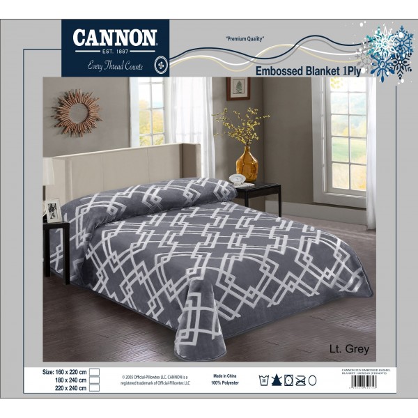 CANNON Plain Embossed Rashel Blanket 180x240 - CH04075-LGR