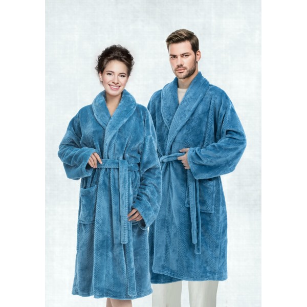 CANNON Embossed Flannel Robe - CH02567-BLU