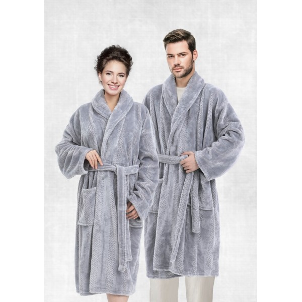CANNON Embossed Flannel Robe - CH02567-LGR